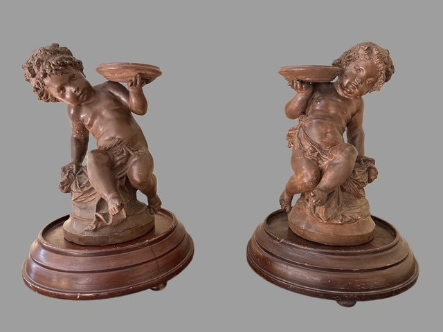 Paire de  Sculptures en terre cuite-photo-3