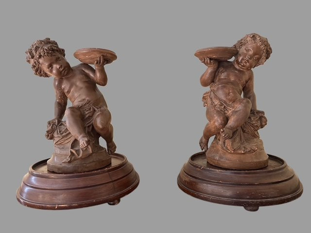 Paire de  Sculptures en terre cuite-photo-5