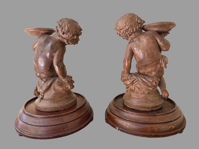 Paire de  Sculptures en terre cuite-photo-7