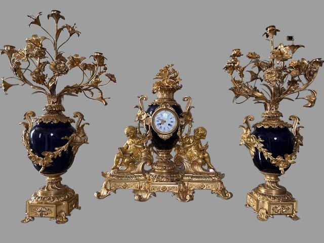 Garniture en bronze et porcelaine-photo-4