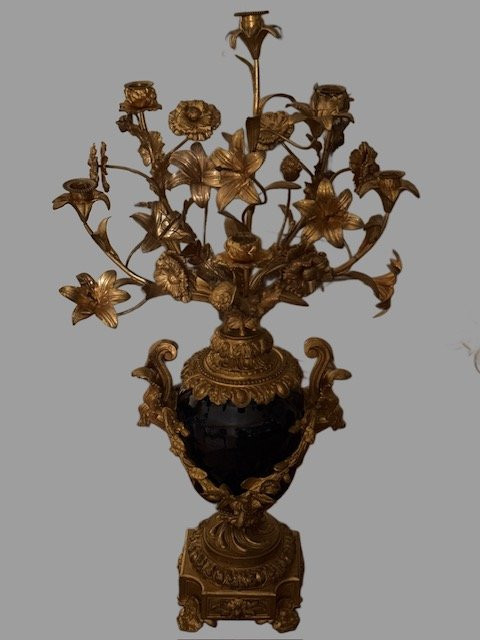 Garniture en bronze et porcelaine-photo-3