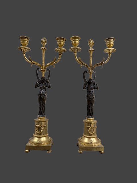 PAIRE DE CANDELABRE  EMPIRE-photo-2