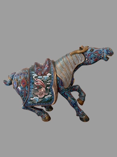 Pair Of Cloisonné Horses -photo-2