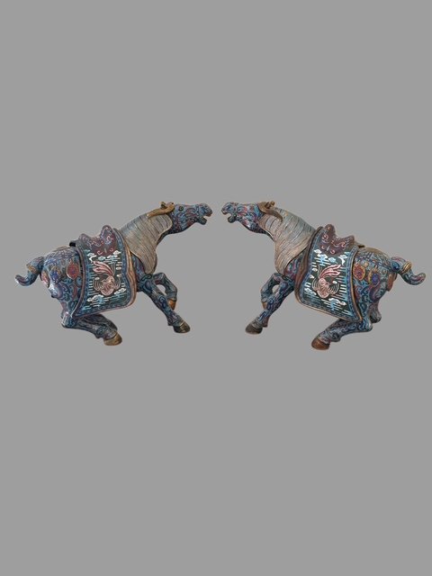 Pair Of Cloisonné Horses -photo-3