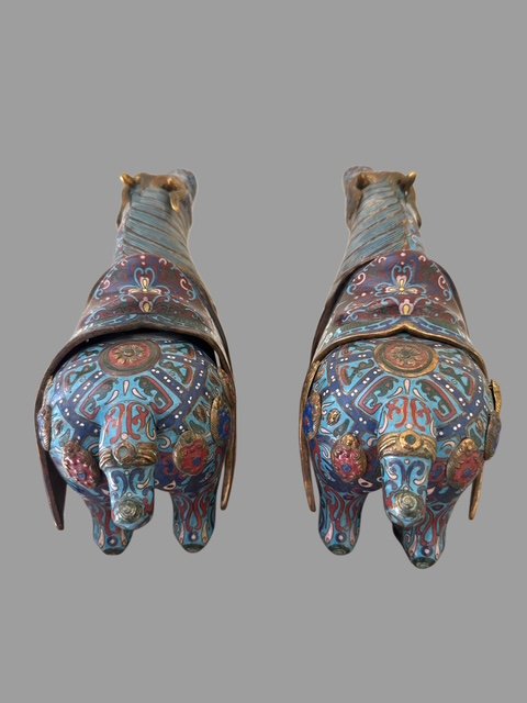 Pair Of Cloisonné Horses -photo-4