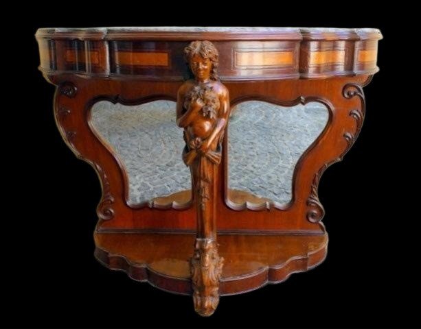 Elegantly Carved Sicilian Mahogany Console-photo-7