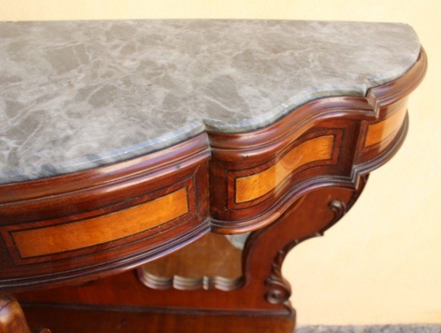 Elegantly Carved Sicilian Mahogany Console-photo-8