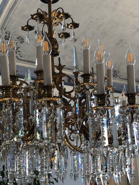 Bronze And Crystal Chandelier-photo-2