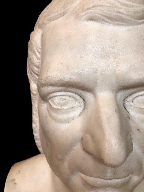 SCULPTURE EN MARBRE BLANC SIGNÉE "G. ANNIBALE 1860" -photo-2