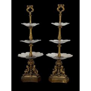 Paire de centres  table