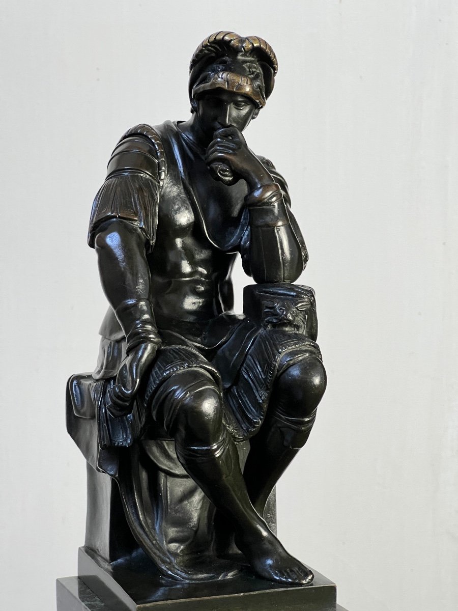 Encrier figurant Laurent de Médicis assis - Bronze et marbre-photo-3