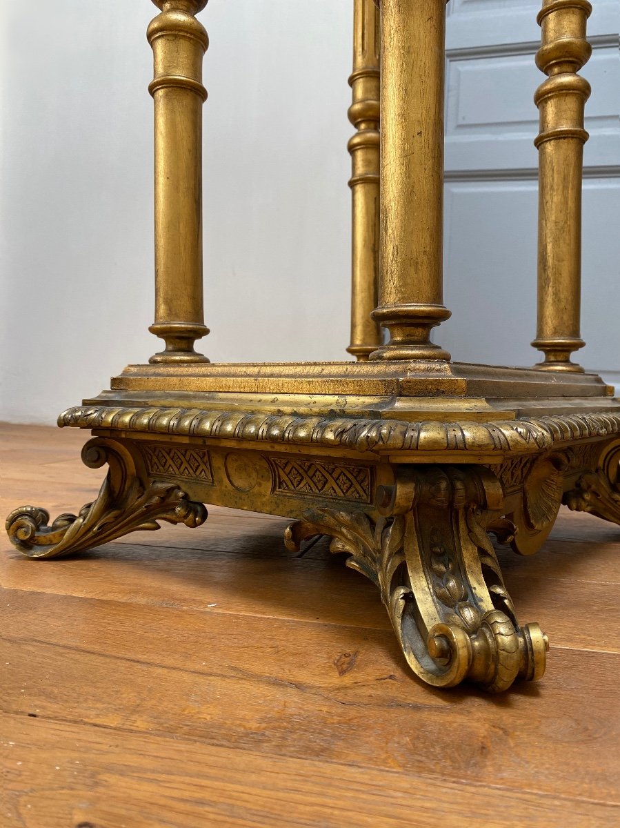 Bolster In Golden Wood And Bronze Base - High Console-photo-2