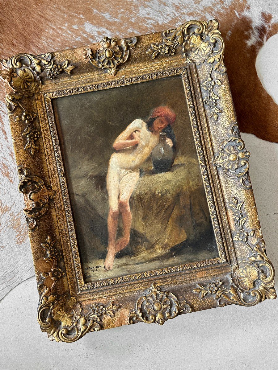 Young Boy With A Jug - Albert Dumoulin (1871-1935) - Oil On Canvas-photo-4