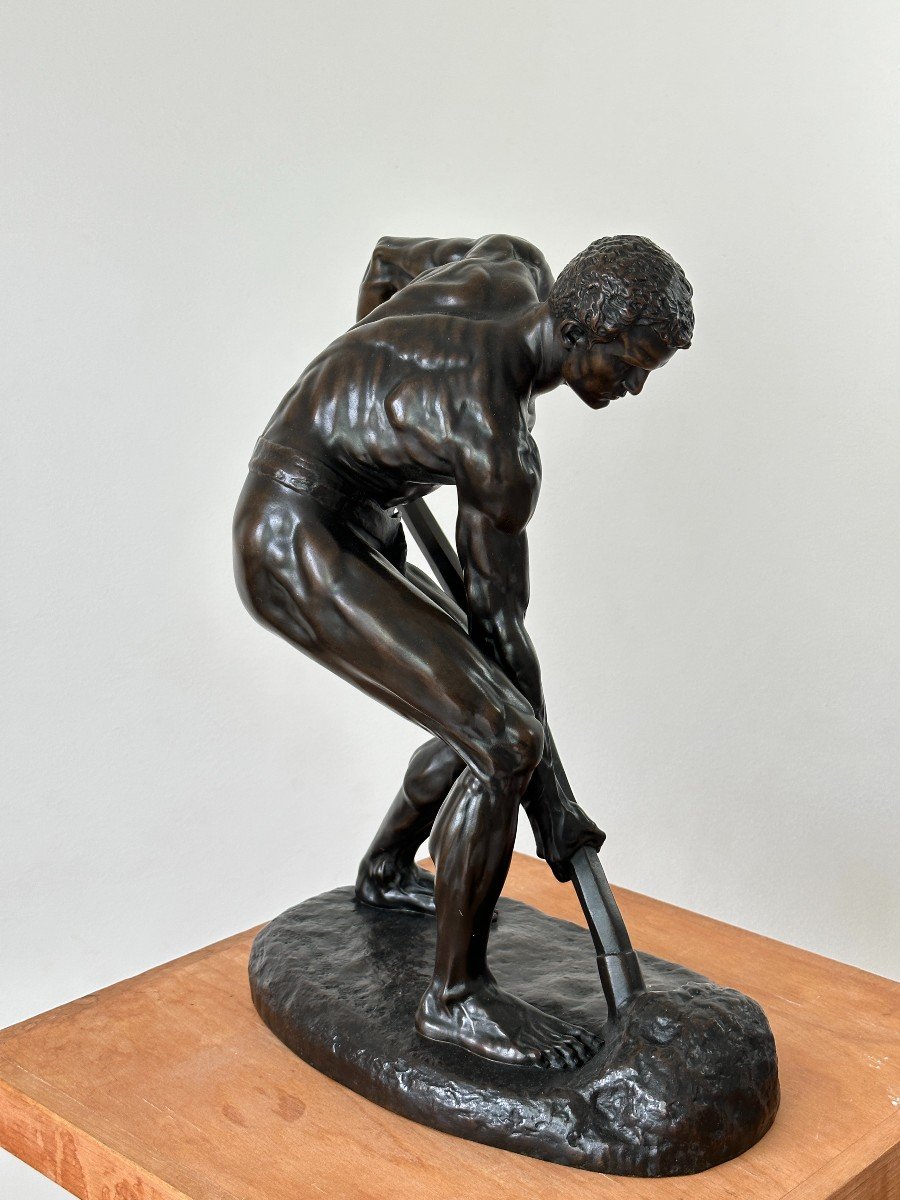 The Digger - After Alfred Boucher - Bronze Barbedienne-photo-1