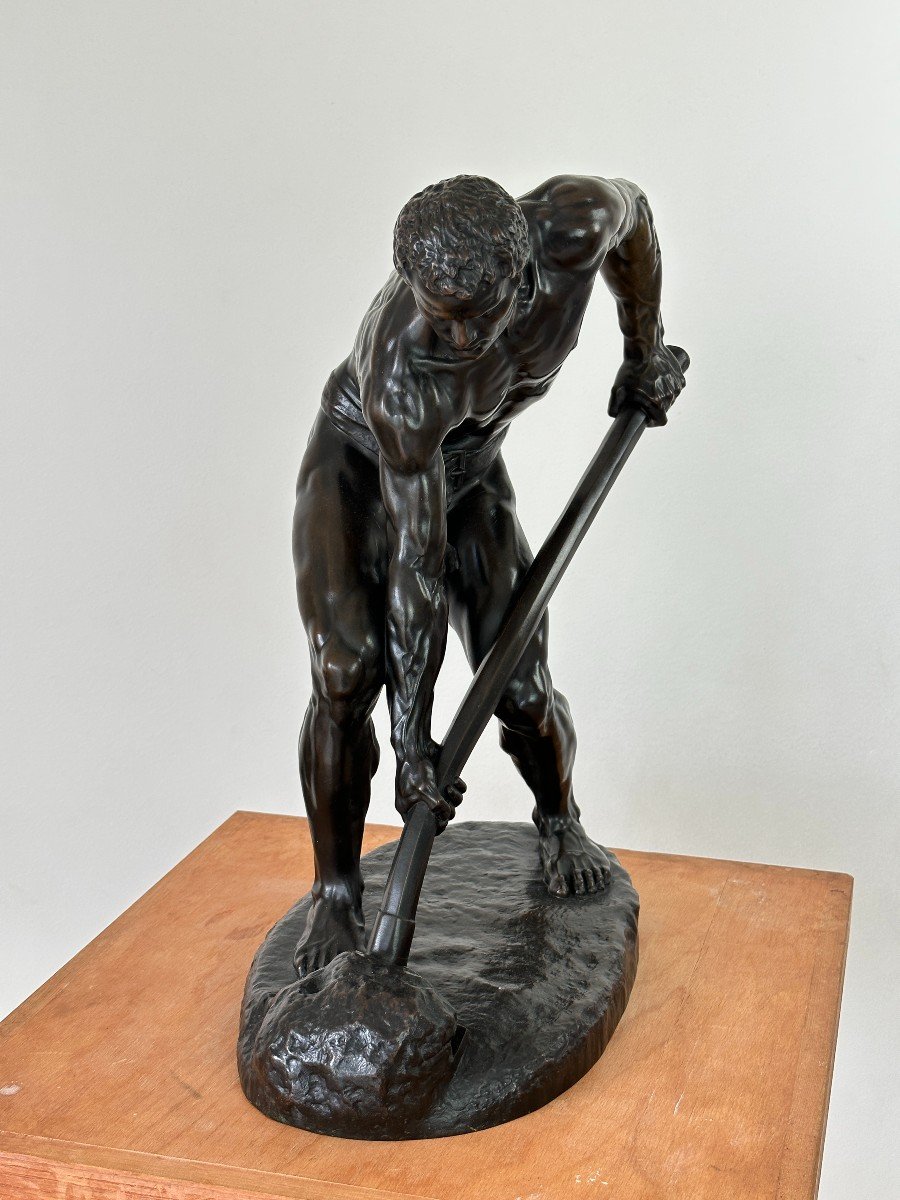 The Digger - After Alfred Boucher - Bronze Barbedienne-photo-2
