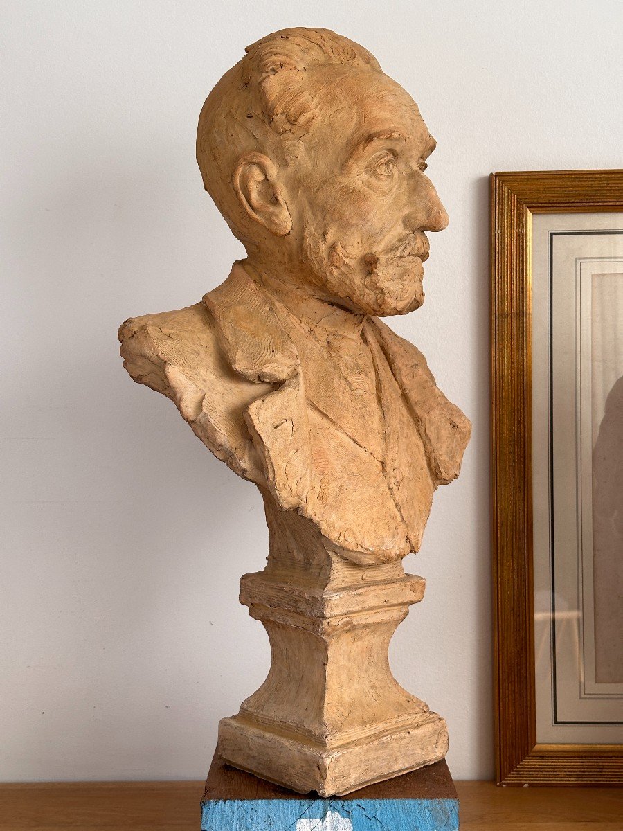 Buste d'Anatole France - Terre Cuite-photo-3
