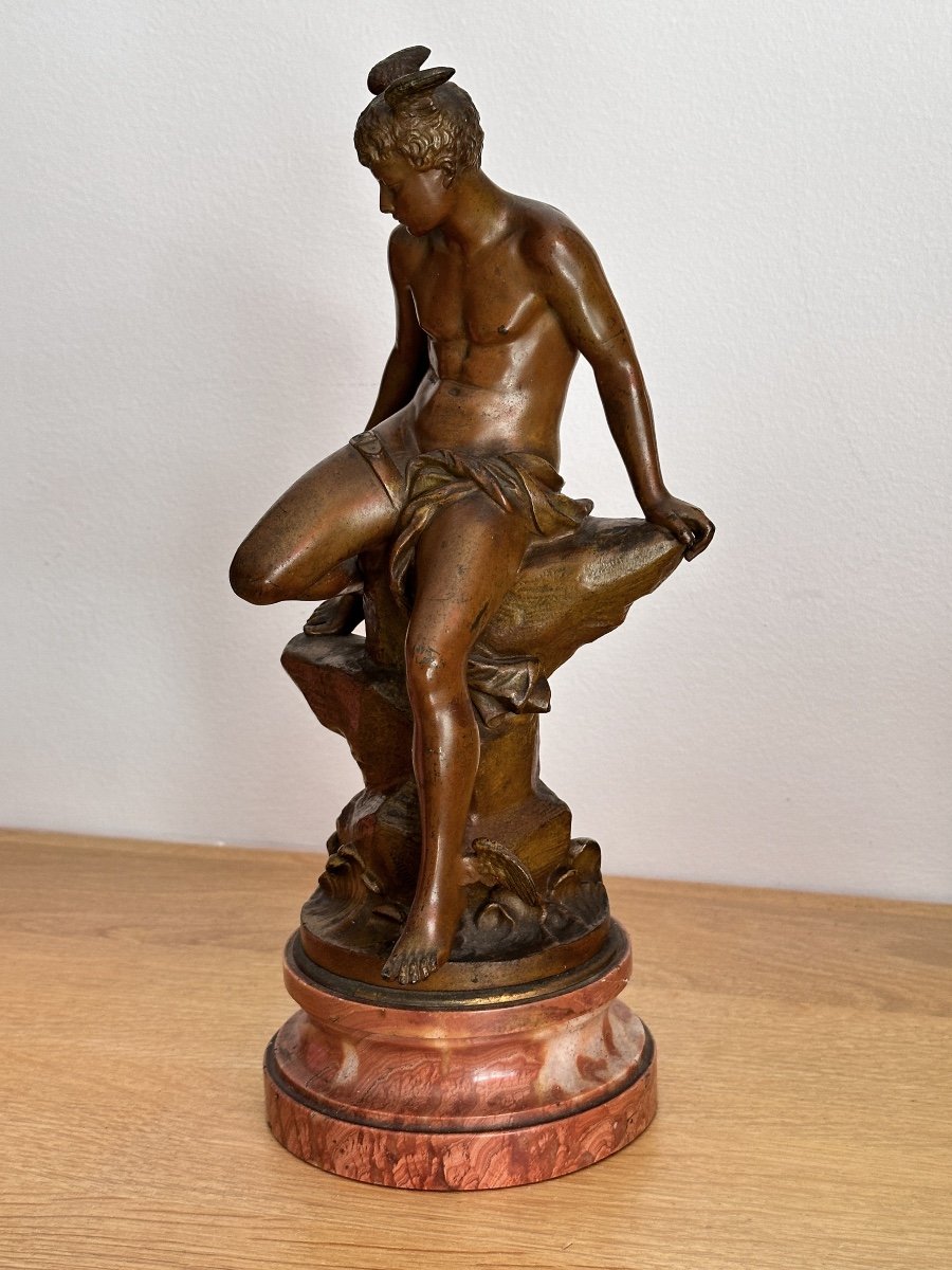 Mercury - Bronze On A Pink Marble Base - Bouret-photo-3