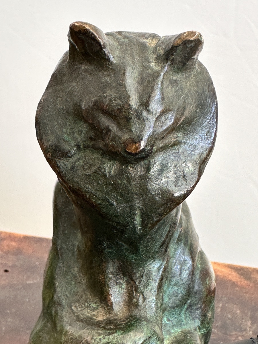 Steinlen — Chat angora assis — Bronze-photo-2