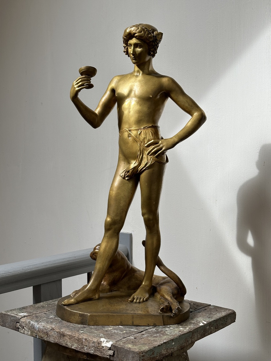 Jeune Bacchus - Antonin Carlès - Bronze doré-photo-2