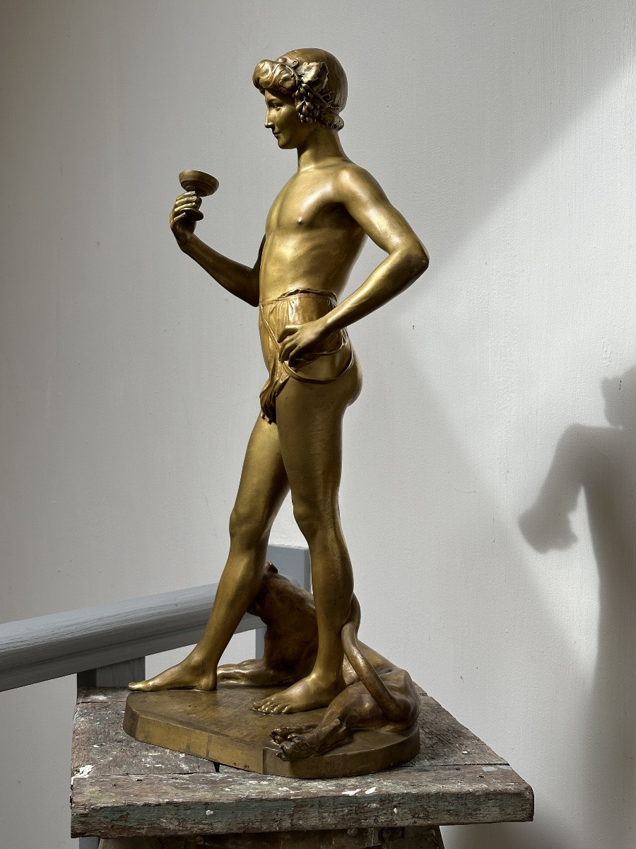 Jeune Bacchus - Antonin Carlès - Bronze doré-photo-3
