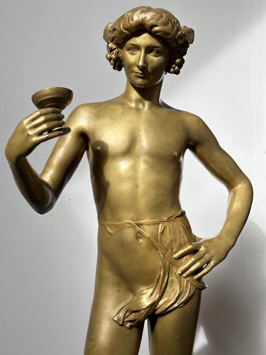 Jeune Bacchus - Antonin Carlès - Bronze doré-photo-3