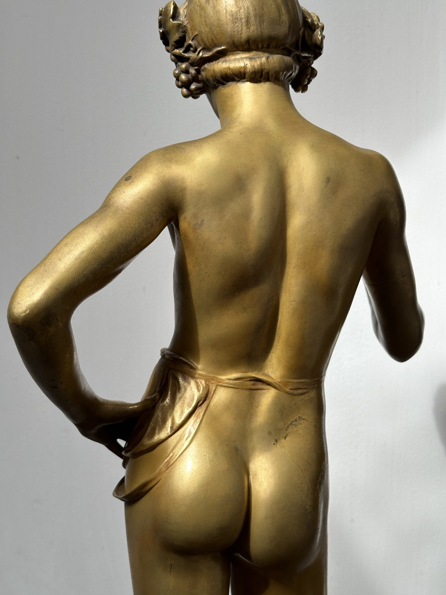 Jeune Bacchus - Antonin Carlès - Bronze doré-photo-4