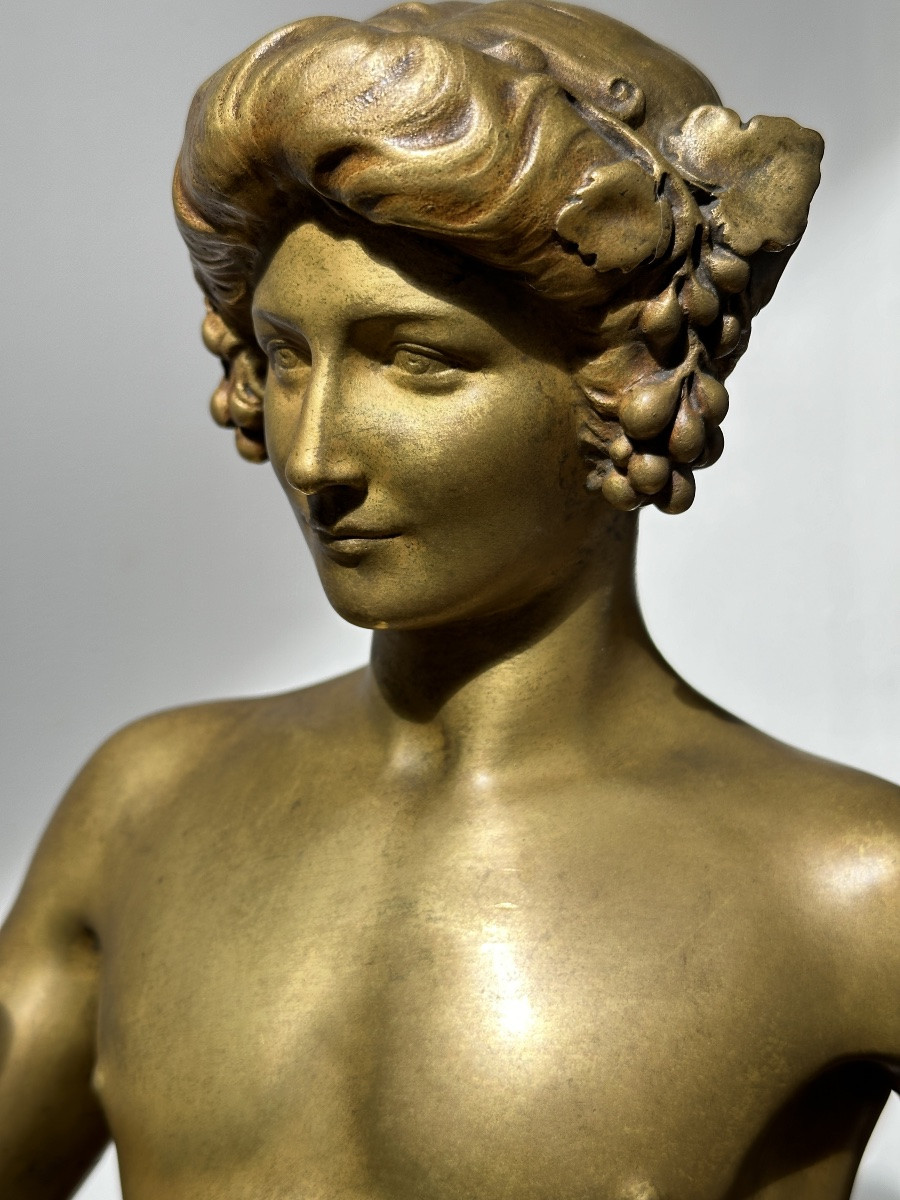 Jeune Bacchus - Antonin Carlès - Bronze doré-photo-5