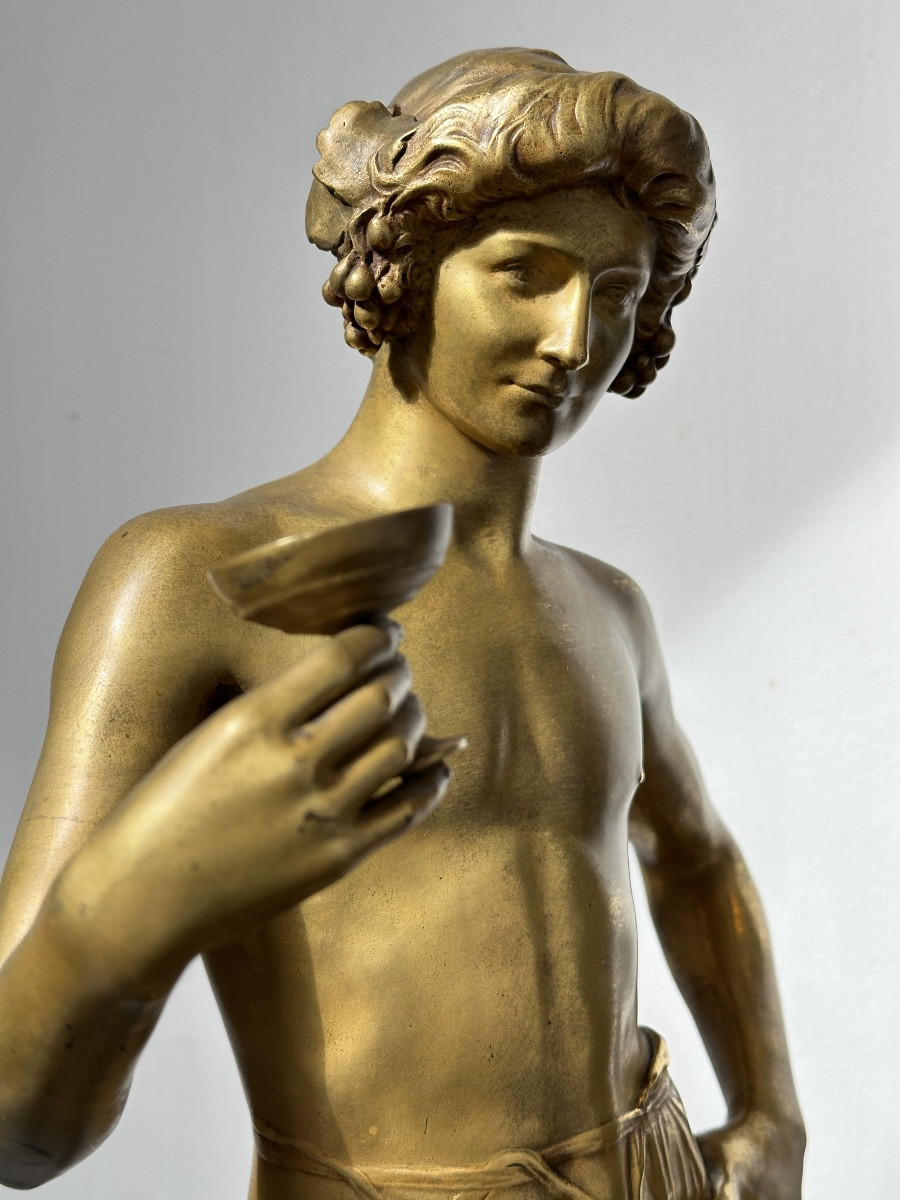 Jeune Bacchus - Antonin Carlès - Bronze doré-photo-6