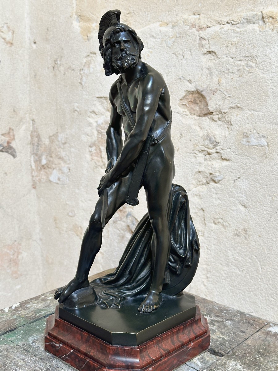 Philopoemen - After David Of Angers - Bronze On A Marble Base-photo-2