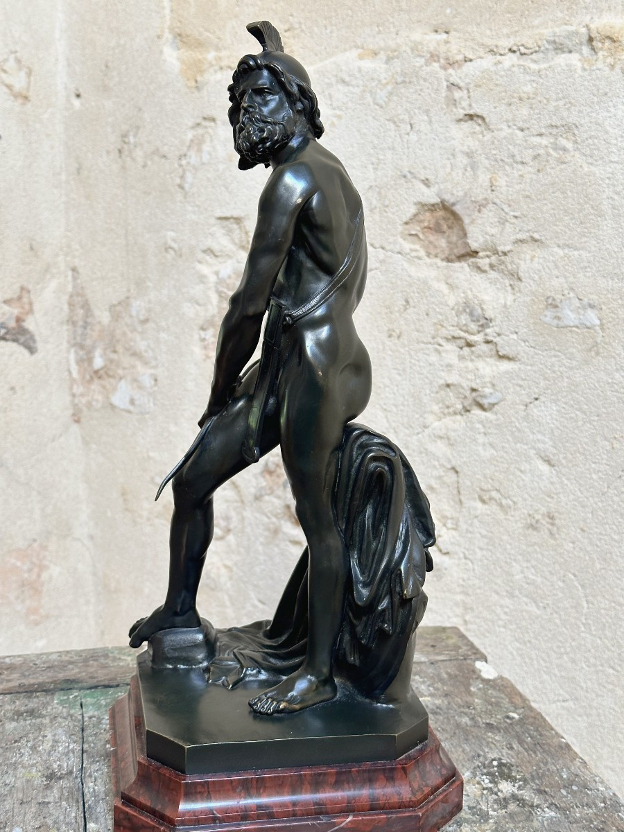 Philopoemen - After David Of Angers - Bronze On A Marble Base-photo-3