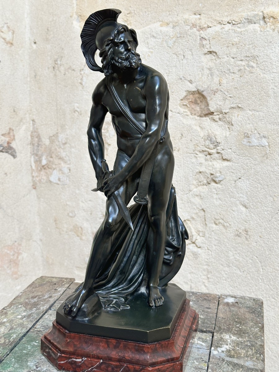 Philopoemen - After David Of Angers - Bronze On A Marble Base-photo-3