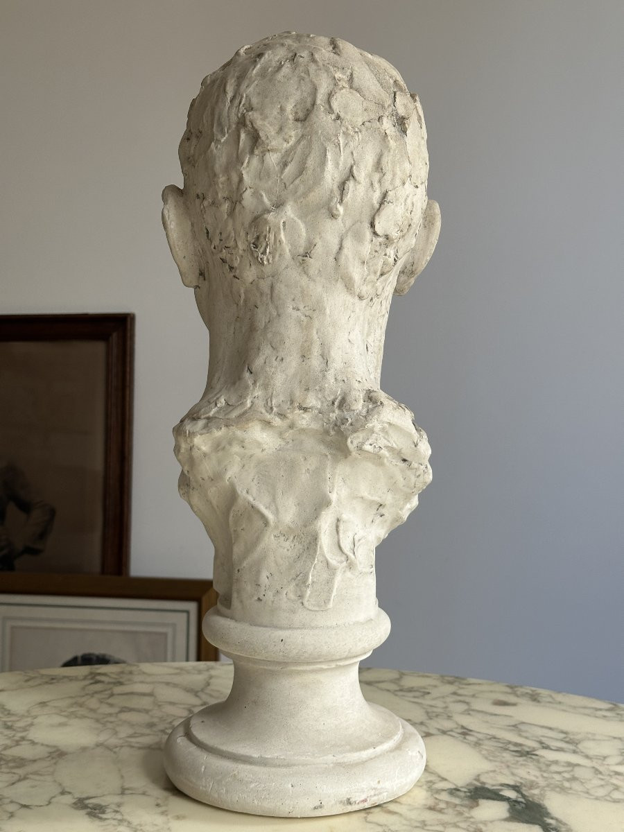 Bust Of A Mustachioed Man - F. Desruelles - Plaster-photo-4