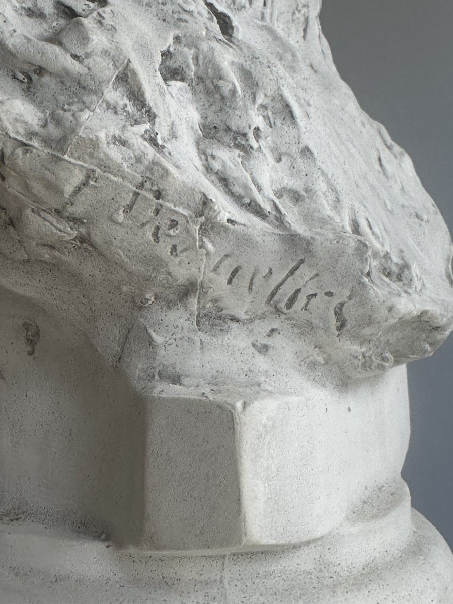 Bust Of A Mustachioed Man - F. Desruelles - Plaster-photo-4