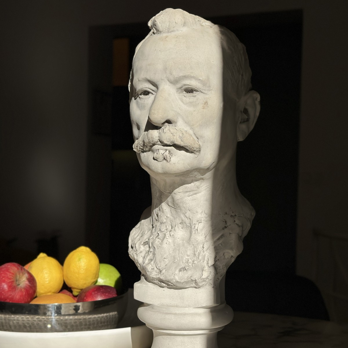 Bust Of A Mustachioed Man - F. Desruelles - Plaster