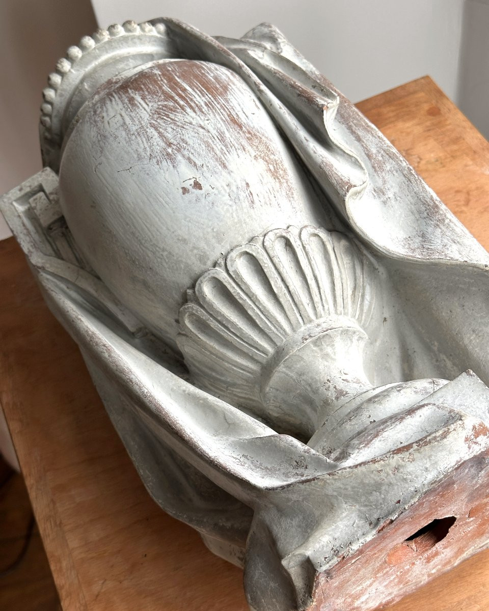 Urn Draped With A Shroud - Terracotta-photo-4