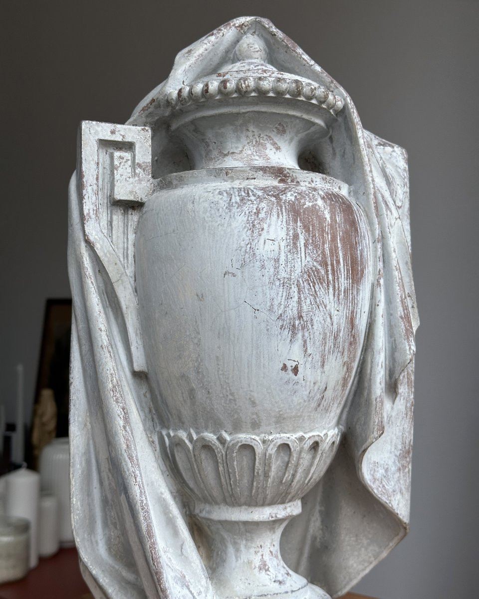 Urn Draped With A Shroud - Terracotta-photo-5