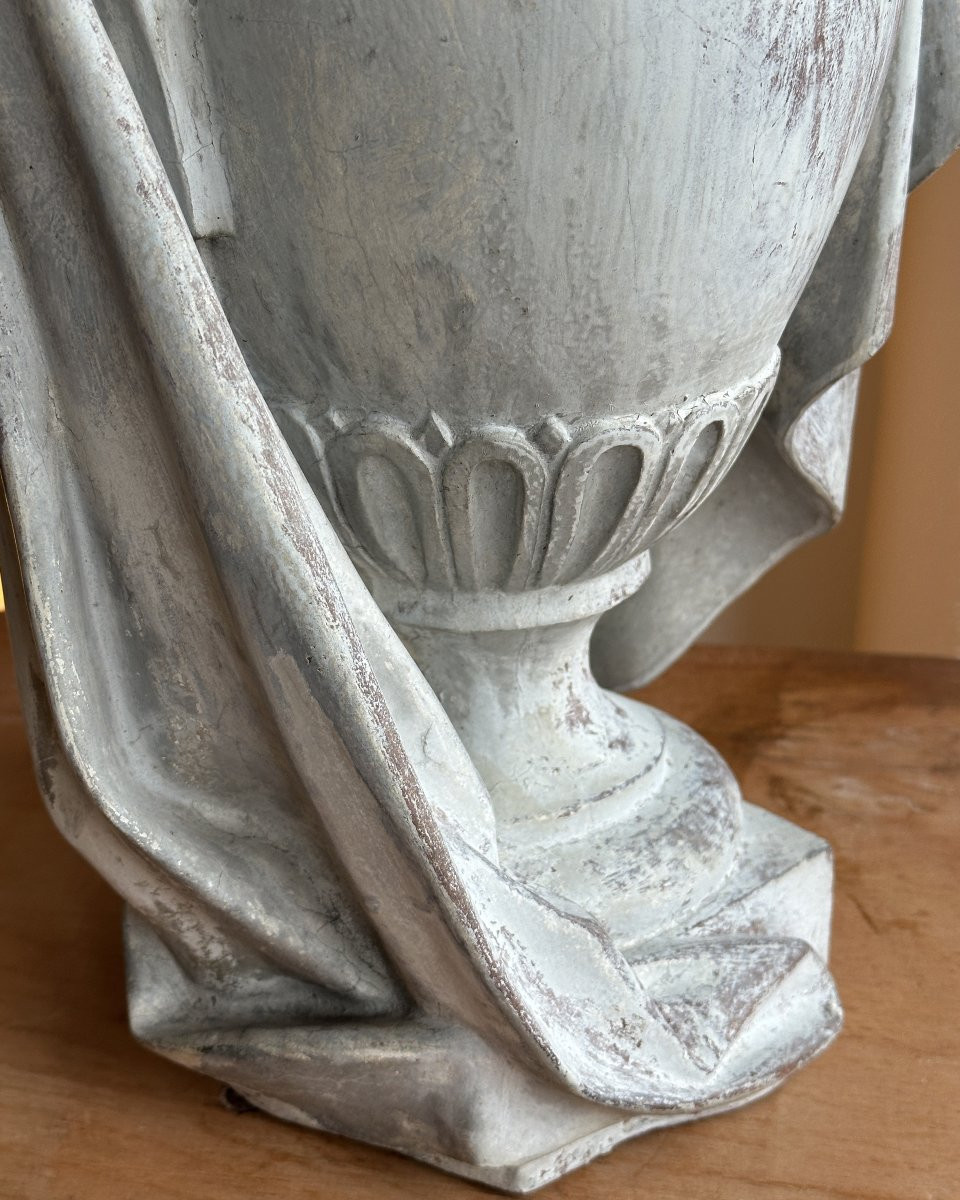 Urn Draped With A Shroud - Terracotta-photo-6