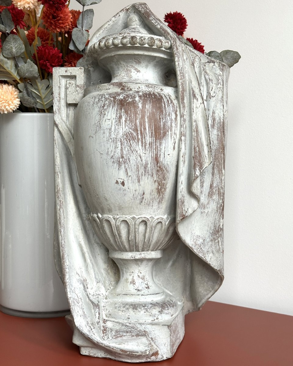 Urn Draped With A Shroud - Terracotta-photo-8