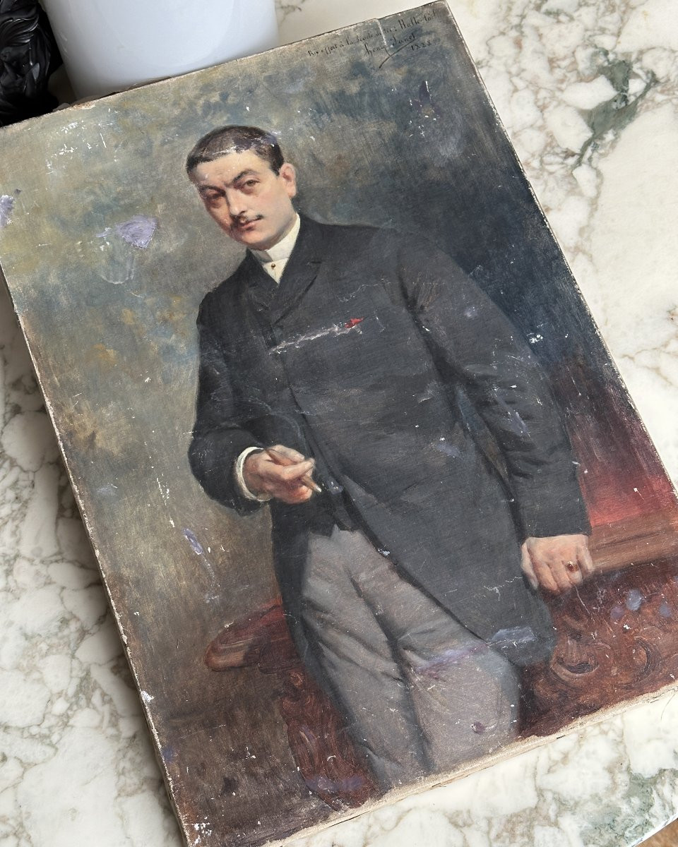 Portrait d'homme - Henri Auguste Janet - Huile sur toile-photo-1