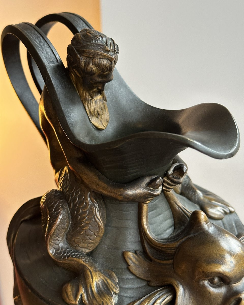 Water And Wine Ewers - After Sigisbert-françois Michel - Patinated Bronze-photo-2
