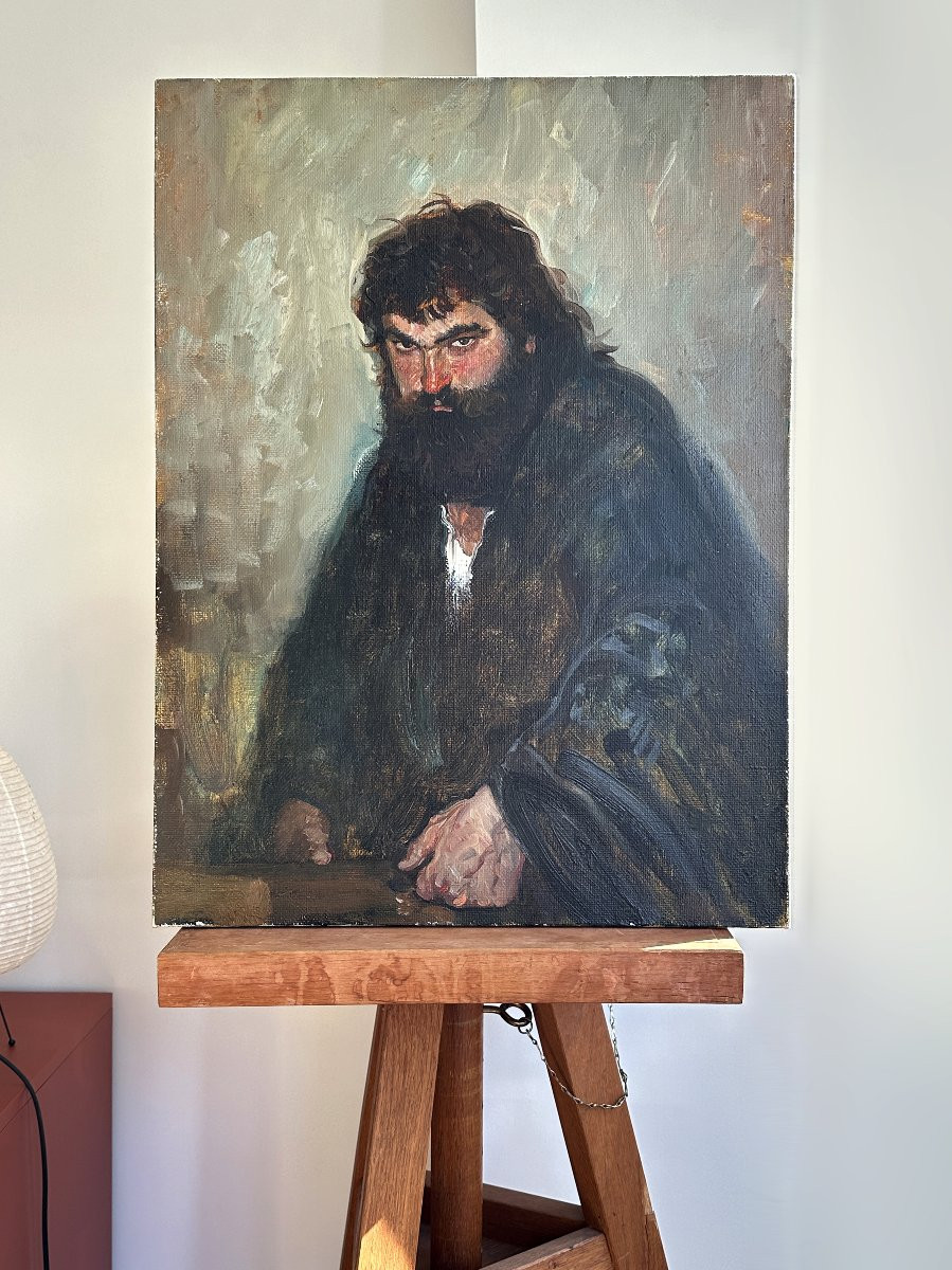 Portrait Of A Man - Anonymous - Oil On Canvas-photo-3