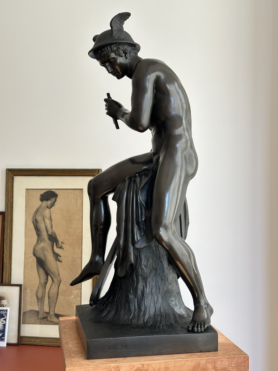 Mercure - Bertel Thorvaldsen - Grand bronze - Italie XIXe-photo-4