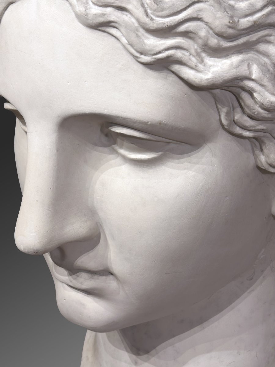 Monumental Head Of Juno Known As Ludovisi - 19th Century Plaster-photo-4