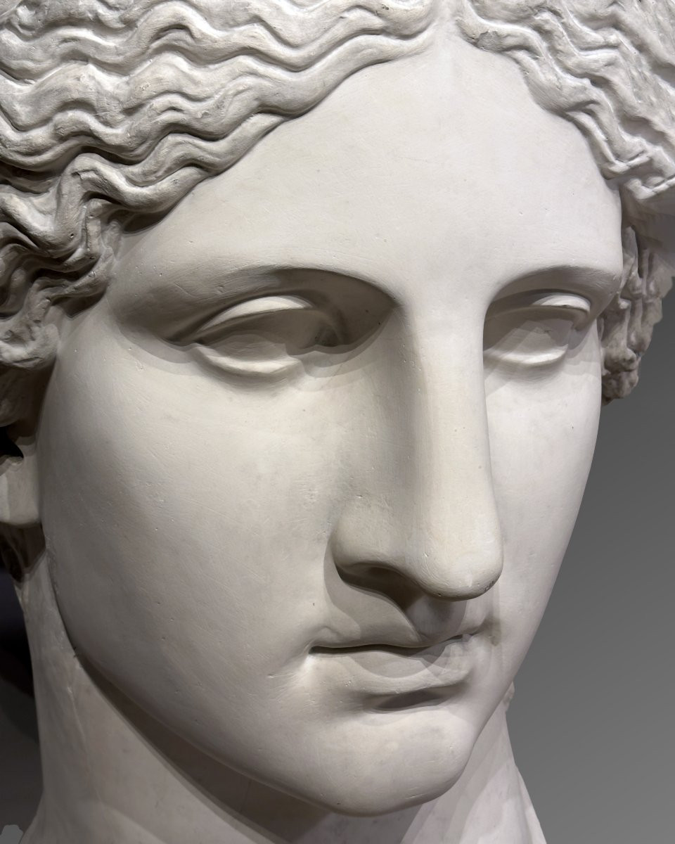 Monumental Head Of Juno Known As Ludovisi - 19th Century Plaster-photo-1