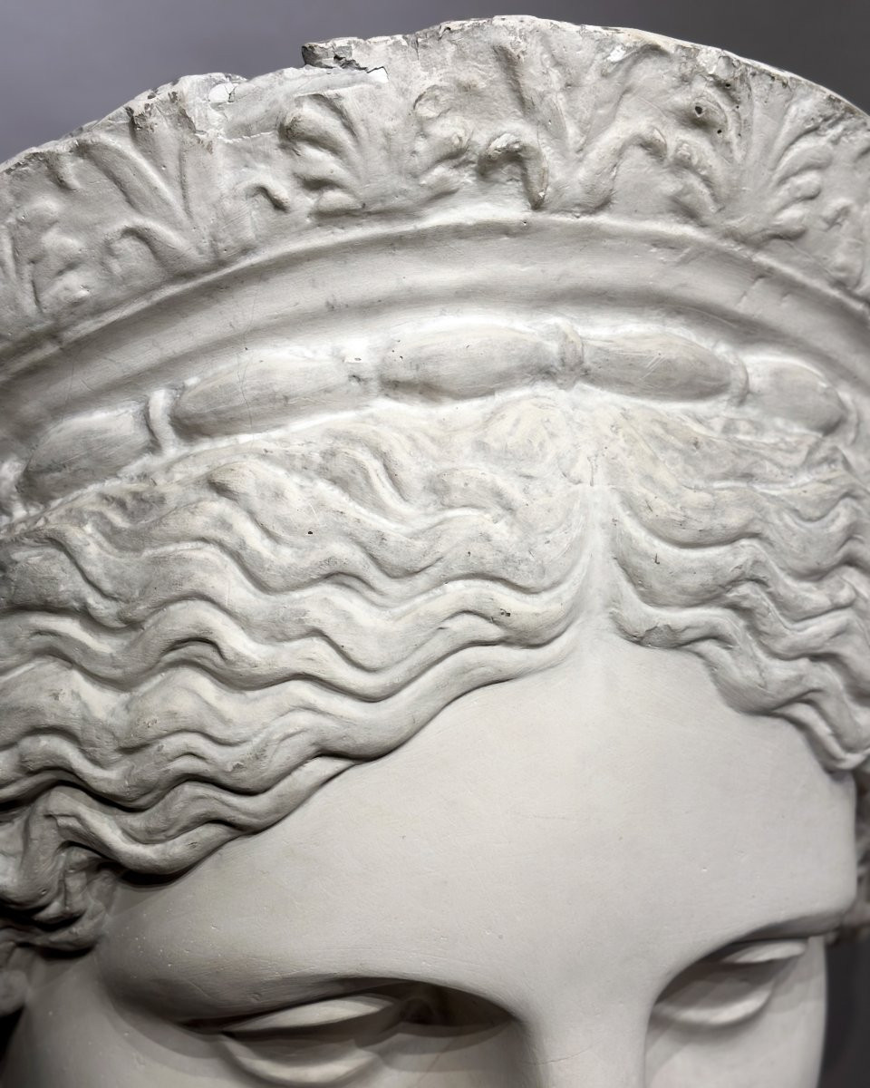 Monumental Head Of Juno Known As Ludovisi - 19th Century Plaster-photo-2