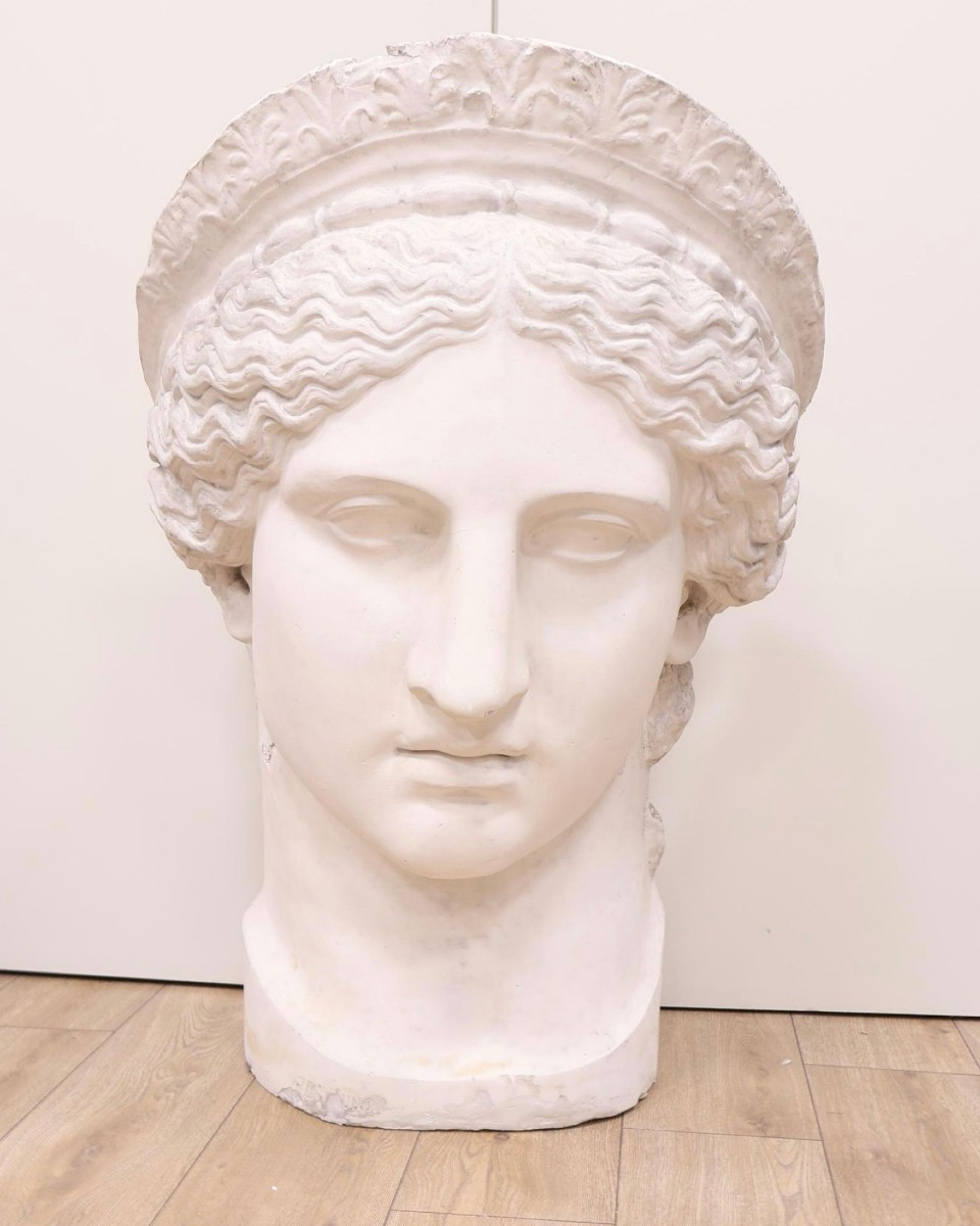 Monumental Head Of Juno Known As Ludovisi - 19th Century Plaster-photo-5