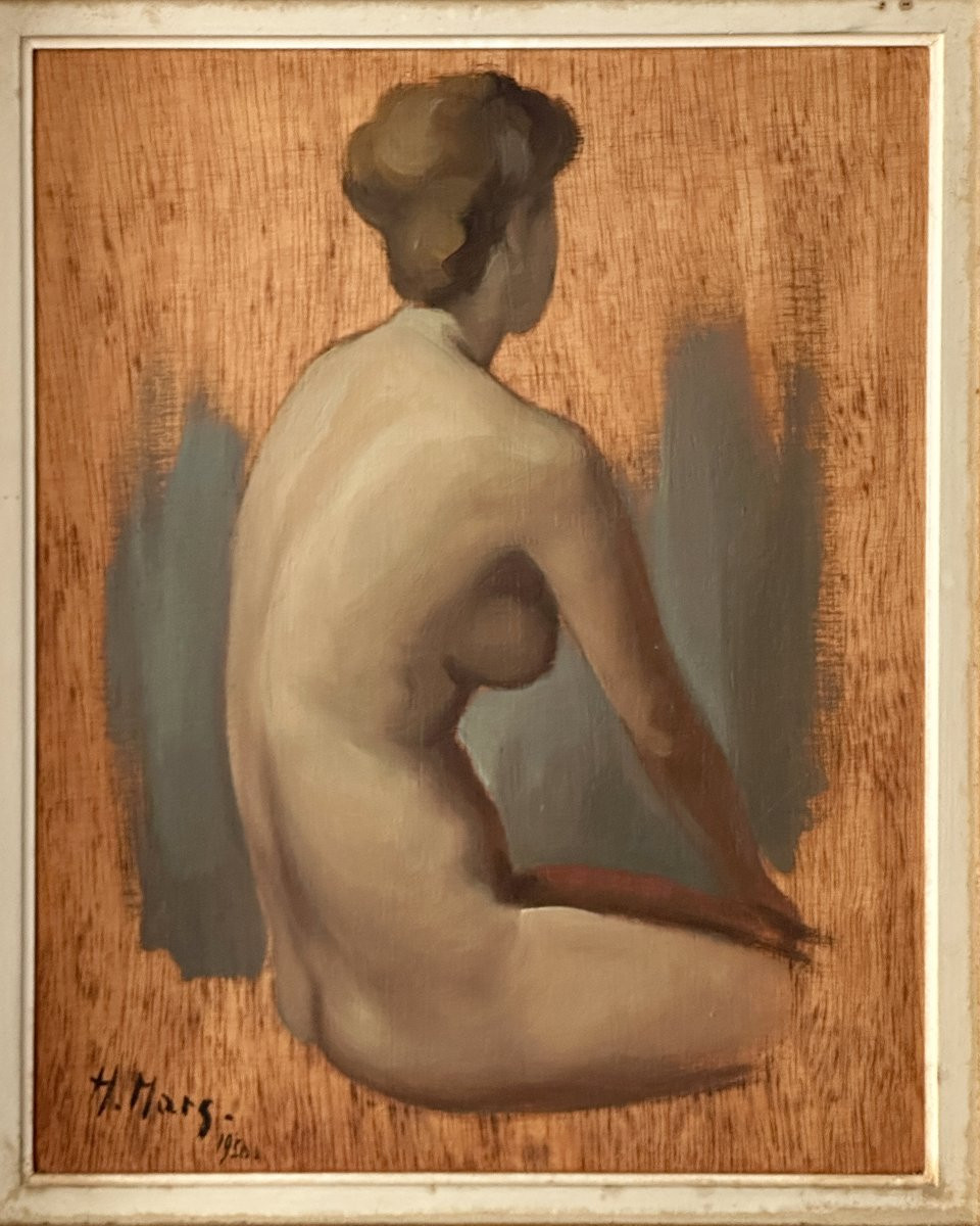 Nu féminin - Huile sur panneau - H. Mars 1950-photo-2