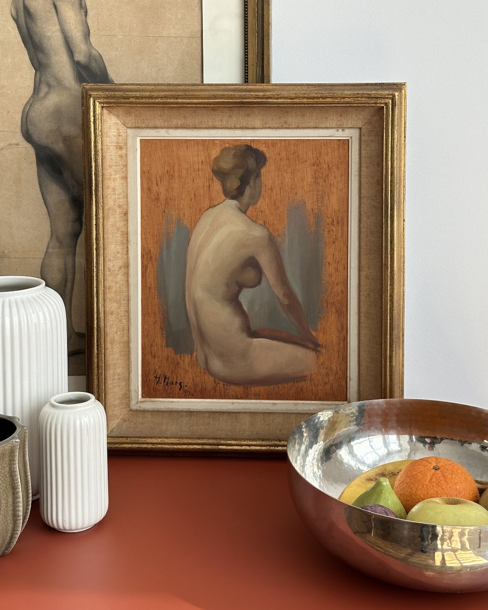 Nu féminin - Huile sur panneau - H. Mars 1950-photo-3