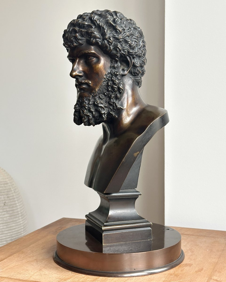 Buste de Lucius Verus - Bronze à patine cuivrée-photo-2