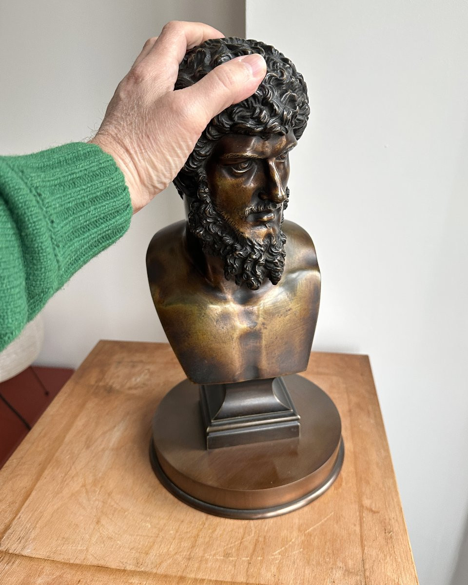 Buste de Lucius Verus - Bronze à patine cuivrée-photo-4